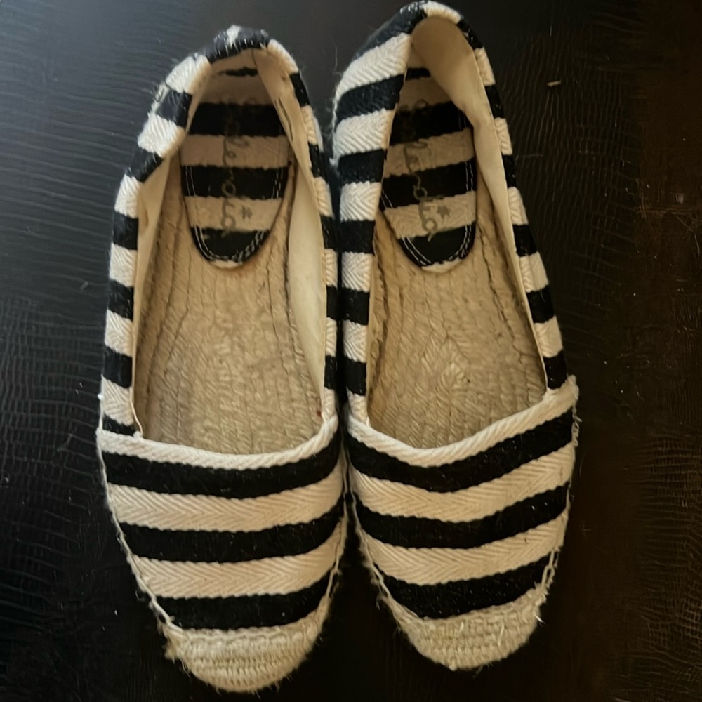 Splendid Striped Espadrilles Black/Cream 6.5